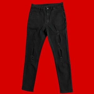 SHEIN “Manfinity LEGND Men Cotton Ripped Frayed Skinny Jeans”